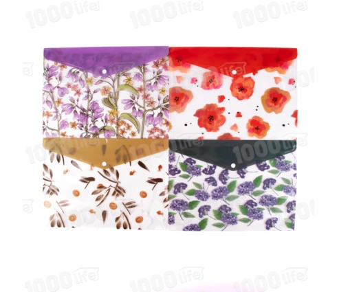 Папка на кнопке Flowers А4