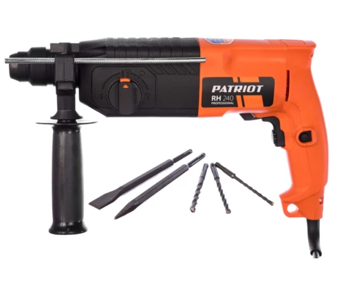 Перфоратор PATRIOT RH 240, 710 Вт, 2,9 Дж, sds-plus, 3 режима работы, кейс, глубиномер