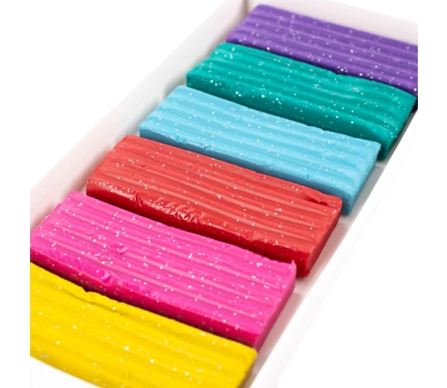 Пластилин ErichKrause Jolly Friends Glitter со стеком, 6 цветов