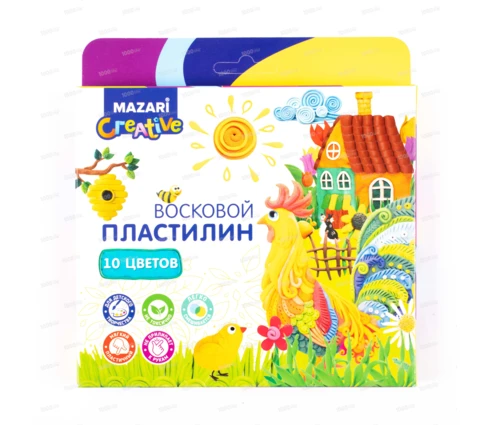 Пластилин MAZARI восковой, 10 цветов, 150 г
