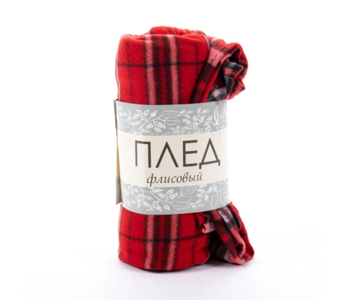 Плед флисовый, 180*200 см, красный