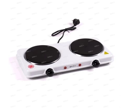 Плита электрическая Happy Panda HP-04W, белая, 2 конфорки, диск, 2000 Вт