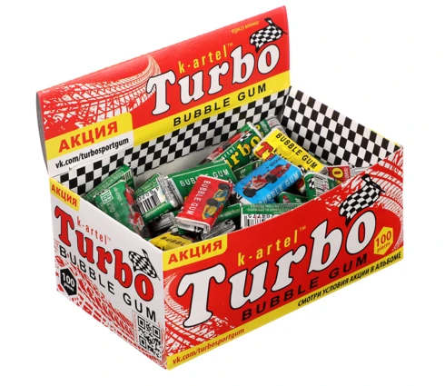 Резинка жевательная Turbo, в ассортименте, 4,5 г