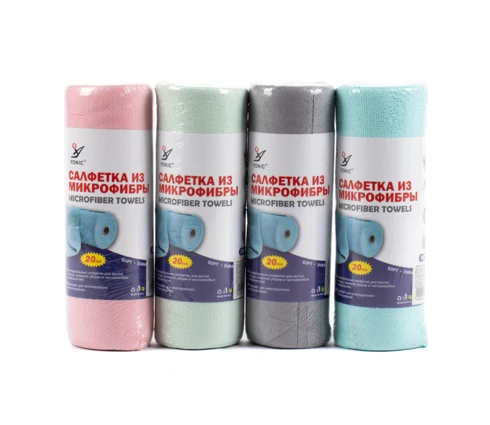 Салфетка для уборки микрофибра, 25*25 см, в рулоне, 20 шт