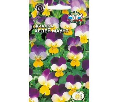 Семена Фиалка Хелен маунт, СеДек, рогатая, желто-фиолетовая, 0,1 гр, Евро