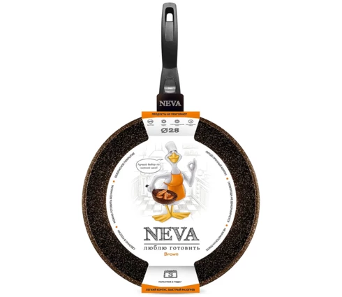 Сковорода НЕВА металл посуда NEVA Granite Brown NGB028, 28 см, съемная ручка