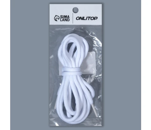 Шнурки круглые ONLITOP, 110 см, белые, 1 пара