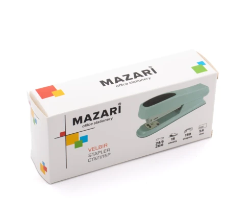 Степлер MAZARI VELBIR № 24/6 - 26/6, 15 л, в ассортименте