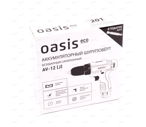 Шуруповёрт аккумуляторный OASIS AV-12 Eco (J), 12 В, 22 Нм, 1.3 Ач, 1 батарея, коробка