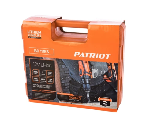 Шуруповерт аккумуляторный PATRIOT BR 111ES, 12 В, 25 Нм, 2 батареи, кейс