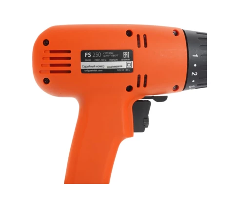 Шуруповерт сетевой PATRIOT FS 250, 220 В, 280 Вт, 19 Нм, 1 скорость, коробка