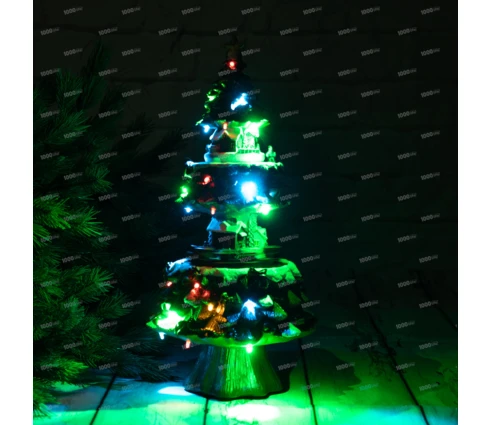 Сувенир светодиодный Елочка, 21*21*41 см, с подсветкой, музыка, 3АА, USB