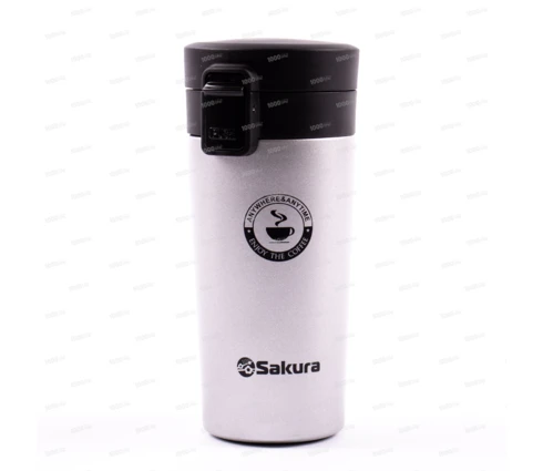 Термокружка Sakura TM-01-380CR, 380 мл с кнопкой, серебро