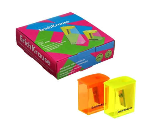 Точилка ErichKrause Base Mini, Neon, с контейнером