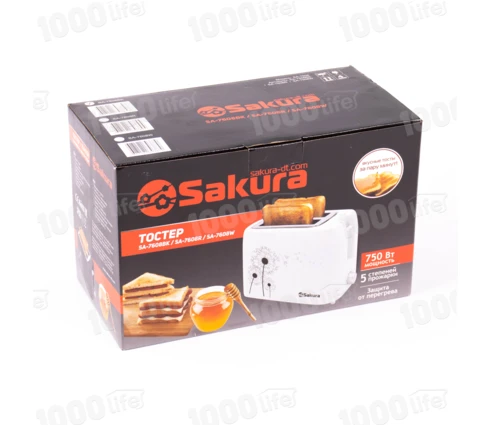 Тостер Sakura SA-7608BK, черный, 750 Вт