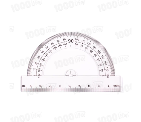 Транспортир 180 градусов, 10 см, пластиковый, прозрачный