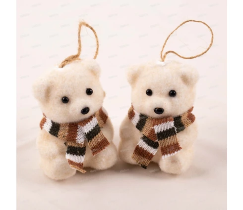 Украшение елочное Мишка, 9 см, с подвесом, 2 шт