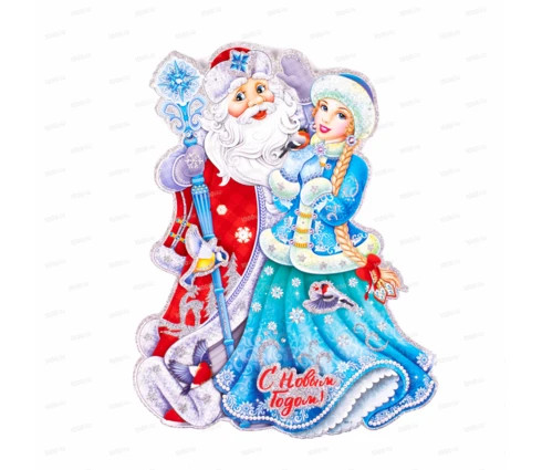 Украшение новогоднее Дед Мороз и Снегурочка, 40*31 см, картон