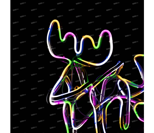Украшение новогоднее Олень + сани, 70 см, RGB, 220 В