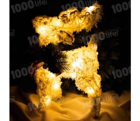 Украшение новогоднее Олень, 30 см, снежный, светодиодный