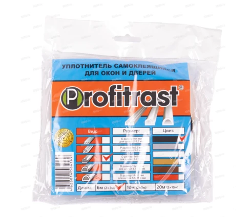 Уплотнитель самоклеющийся PROFITRAST, профиль D, 6 м, черный