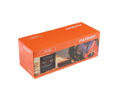 УШМ сетевая PATRIOT AG 126, 220 В, 1050 Вт, диск 125*22,2 мм, пылезащита