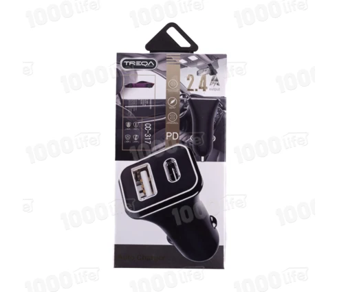 Устройство зарядное автомобильное 12-24B 2,4А USB+Type-C