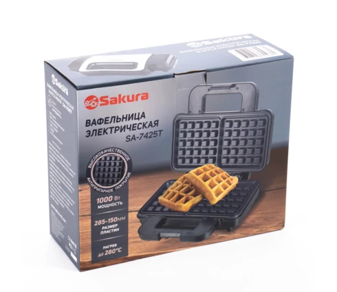 Вафельница электрическая Sakura SA-7425T, антипригарное покрытие, 1000 Вт