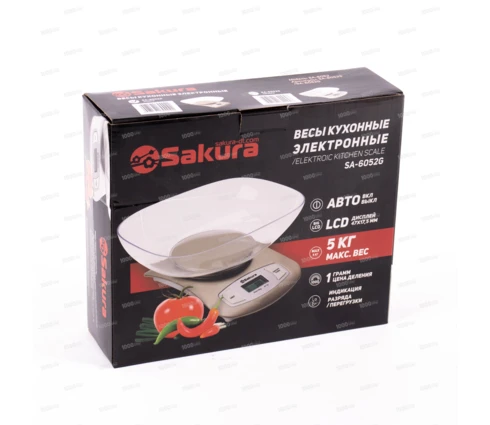 Весы кухонные Sakura SA-6052G, золото, электронные, до 5 кг