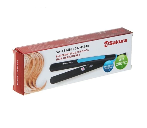 Выпрямитель для волос Sakura SA-4514BL, черно-голубой, тефлоновое покрытие, 30 Вт